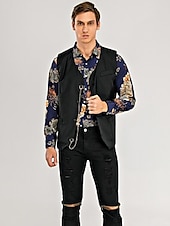 economico Gilet-Per uomo Gilet da completo Panciotto Formale Matrimonio Ufficio Cerimonia Di tendenza 1920s Per tutte le stagioni Poliestere Tinta unita A V Taglia piccola Vinaccia Nero Bianco Blu marino Gilet