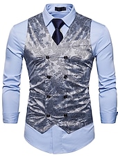 abordables Gilets-Homme Gilet Formel Mariage Soirée Scène Casual Chic Polyester Géométrique Col V Standard Noir Blanche Jaune Rouge Gilet