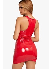 ieftine Bodycon Club Dresses-Pentru femei Rochie Mini Rochie de petrecere Rochie de vacanta Bodycon Rochie sexy Stilat fierbinte De Bază În aer liber Vacanță Petrecere Zvelt Culoare pură Fără manșon U Adânc Negru Roz Îmbujorat