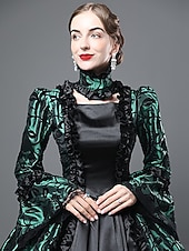 preiswerte Kleider-Kleid Spitze Rokoko Viktorianisch Bodenlang Kleid Partykostüm Maskerade Übergröße Kundenspezifische Marie Antoinette Spitze Ballkleid Kostüm Damen Party Abschlussball Karneval von Venedig Kleid