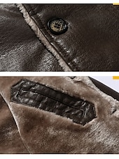 olcso Műbőr dzseki-Férfi Kožnate jakne Télikabát Shearling kabát Szabadtéri Utca Melegen tartani Vízálló Zseb Ősz Tél Tömör szín Aktív Üzlet Térfogatcsökkenés Szokványos Bőrutánzat Normál Fekete Barna Zakók