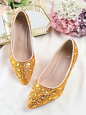 お買い得  結婚式のゲスト-女性用キラキラ輝くラインストーンのポインテッドトゥパンプス - 結婚式、カクテルパーティー、パーティーに最適なローキトンヒールのドレスシューズ