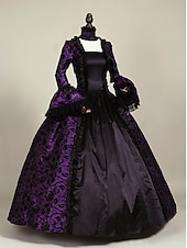 preiswerte Kleider-Kleid Spitze Rokoko Viktorianisch Bodenlang Kleid Partykostüm Maskerade Übergröße Kundenspezifische Marie Antoinette Spitze Ballkleid Kostüm Damen Party Abschlussball Karneval von Venedig Kleid