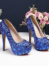 preiswerte Braut-Damen Pumps mit silbernem Strassbesatz und hohem Absatz – glamouröse Braut- oder Abendschuhe für Hochzeiten und besondere Anlässe