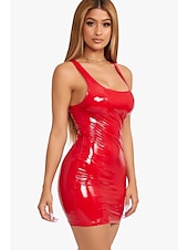 ieftine Bodycon Club Dresses-Pentru femei Rochie Mini Rochie de petrecere Rochie de vacanta Bodycon Rochie sexy Stilat fierbinte De Bază În aer liber Vacanță Petrecere Zvelt Culoare pură Fără manșon U Adânc Negru Roz Îmbujorat