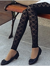 cheap Plain Leggings-Women&#039;s Normal Leggings Fashion Hip-Hop Full Length Mid Waist Plain Patchwork Stylish Comfort Micro-elastic Casual Weekend Black Summer Spring &amp;  Fall Slim
