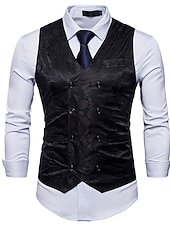 abordables Gilets-Homme Gilet Formel Mariage Soirée Scène Casual Chic Polyester Géométrique Col V Standard Noir Blanche Jaune Rouge Gilet