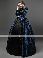 preiswerte Kleider-Kleid Spitze Rokoko Viktorianisch Bodenlang Kleid Partykostüm Maskerade Übergröße Kundenspezifische Marie Antoinette Spitze Ballkleid Kostüm Damen Party Abschlussball Karneval von Venedig Kleid