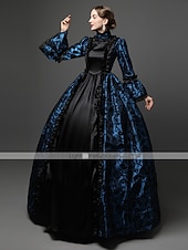 preiswerte Kleider-Kleid Spitze Rokoko Viktorianisch Bodenlang Kleid Partykostüm Maskerade Übergröße Kundenspezifische Marie Antoinette Spitze Ballkleid Kostüm Damen Party Abschlussball Karneval von Venedig Kleid