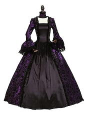 preiswerte Kleider-Kleid Spitze Rokoko Viktorianisch Bodenlang Kleid Partykostüm Maskerade Übergröße Kundenspezifische Marie Antoinette Spitze Ballkleid Kostüm Damen Party Abschlussball Karneval von Venedig Kleid