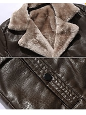 olcso Műbőr dzseki-Férfi Kožnate jakne Télikabát Shearling kabát Szabadtéri Utca Melegen tartani Vízálló Zseb Ősz Tél Tömör szín Aktív Üzlet Térfogatcsökkenés Szokványos Bőrutánzat Normál Fekete Barna Zakók