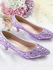 お買い得  結婚式のゲスト-女性用キラキラ輝くラインストーンのポインテッドトゥパンプス - 結婚式、カクテルパーティー、パーティーに最適なローキトンヒールのドレスシューズ