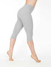 preiswerte Einfarbige Leggings-Damen Casual Sport Leggins Capri-Shorts Scrunch Hintern Shorts Elastische Taille Wadenlänge Hose Täglich Yoga elastisch Baumwollmischung Leicht Sport Hoher Taillenbund Schlank Graues Grün 7 Punkte