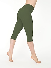 preiswerte Einfarbige Leggings-Damen Casual Sport Leggins Capri-Shorts Scrunch Hintern Shorts Elastische Taille Wadenlänge Hose Täglich Yoga elastisch Baumwollmischung Leicht Sport Hoher Taillenbund Schlank Graues Grün 7 Punkte