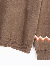 billiga Grafiska mönster och detaljer-Dam Tröja Hoppare Stickat Mönster Geometrisk Stylish Grundläggande Ledigt Långärmad Normal Tröja koftor Rund hals Höst Vår Blå Grå Kaki / Helgdag