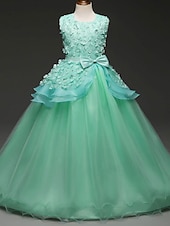 preiswerte Kleider für die Blumenmädchen-kinderkleidung Mädchen Blumenmädchen Kleid Kleid Einfarbig Ärmellos Leistung Hochzeit Party Spitze Rüschen Gitter Kuschelig Prinzessin Polyester Maxi A Linie Kleid Tüll-Kleid Blumenmädchenkleid