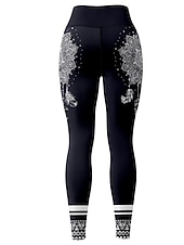  Dam Yogabyxor Rumplyft Magkontroll Hög midja Gymträning Löpning Kondition Beskurna leggings Fjädrar Svart Höst sporter Sportkläder Hög Elasisitet