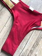 abordables Ensemble de bikinis-Femme Normal Maillots de Bain Bikinis 2 pièces Tanga Maillot de bain Dos ouvert Découpé Sexy Vacances Sexy Léopard Bloc de couleur A Bretelles Maillots de bain