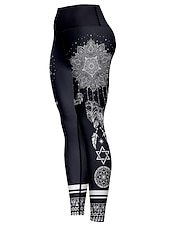  Dam Yogabyxor Rumplyft Magkontroll Hög midja Gymträning Löpning Kondition Beskurna leggings Fjädrar Svart Höst sporter Sportkläder Hög Elasisitet