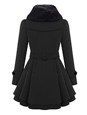 preiswerte Wintermäntel-Damen Mantel Freizeitjacke Täglich Valentinstag Winter Herbst Frühling Lang Mantel Regular Fit warm halten Klassisch &amp; Zeitlos Elegant und luxuriös Jacken Langarm Feste Farbe Mit Gürtel Kamel Rote