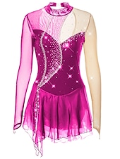 preiswerte Eiskunstlaufkleider-Eiskunstlaufkleid Damen Mädchen Eislaufen Kleider Austattungen Violett Dunkellila Schwarz und Violett Rückenfrei Gitter Elasthan Hochelastisch Wettbewerb Eiskunstlaufkleidung Handgemacht Kristalle