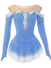 preiswerte Eiskunstlaufkleider-Eiskunstlaufkleid Damen Mädchen Eislaufen Kleider Gelb Rosa Dunkellila Patchwork Gitter Spandex Hochelastisch Wettbewerb Eiskunstlaufkleidung Kristalle Dummes Licht Modisch Langarm Eislaufen