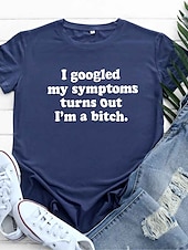 abordables T-shirt Humor &amp; Citations-T-shirt femme drôle disant tees 100% coton femmes j&#039;ai googlé mes symptômes imprimé t-shirts manches courtes décontractés (vert foncé l)