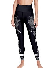  Dam Yogabyxor Rumplyft Magkontroll Hög midja Gymträning Löpning Kondition Beskurna leggings Fjädrar Svart Höst sporter Sportkläder Hög Elasisitet