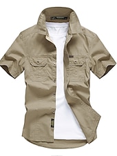 cheap Men&#039;s Work Shirts-Men&#039;s Shirt Workwear Shirts Work Shirt Button Up Shirt Cargo Shirt Black Yellow Army Green Blue Khaki Short Sleeve Plain Solid Colored Collar Turndown Casual Daily Button-Down Clothing Apparel 100