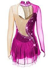 preiswerte Eiskunstlaufkleider-Eiskunstlaufkleid Damen Mädchen Eislaufen Kleider Austattungen Violett Dunkellila Schwarz und Violett Rückenfrei Gitter Elasthan Hochelastisch Wettbewerb Eiskunstlaufkleidung Handgemacht Kristalle