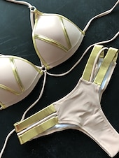 abordables Ensemble de bikinis-Femme Normal Maillots de Bain Bikinis 2 pièces Tanga Maillot de bain Dos ouvert Découpé Sexy Vacances Sexy Léopard Bloc de couleur A Bretelles Maillots de bain