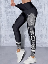  Dam Yogabyxor Rumplyft Magkontroll Hög midja Gymträning Löpning Kondition Beskurna leggings Fjädrar Svart Höst sporter Sportkläder Hög Elasisitet