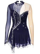 preiswerte Eiskunstlaufkleider-Eiskunstlaufkleid Damen Mädchen Eislaufen Kleider Austattungen Violett Dunkellila Schwarz und Violett Rückenfrei Gitter Elasthan Hochelastisch Wettbewerb Eiskunstlaufkleidung Handgemacht Kristalle