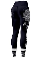  Dam Yogabyxor Rumplyft Magkontroll Hög midja Gymträning Löpning Kondition Beskurna leggings Fjädrar Svart Höst sporter Sportkläder Hög Elasisitet