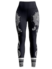  Dam Yogabyxor Rumplyft Magkontroll Hög midja Gymträning Löpning Kondition Beskurna leggings Fjädrar Svart Höst sporter Sportkläder Hög Elasisitet