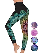 baratos legging 3D-Mulheres Calças de ioga Butt Lift Compressão abdominal Cintura Alta Treino de Ginástica Corrida Ginástica Meia-calça Leggings Gráfico Preto Rosa Claro Rosa claro Outono Inverno Esportes Roupas