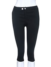 baratos Calças Skinny Femininas-Mulheres Básico calções capri Calças Clássico Capris Calças Escritório / Carreira Dia a Dia Micro-Elástica Cor Sólida Cintura Média Delgado Verde Branco Preto Azul Cáqui S M L XL XXL