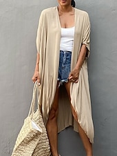 cheap Casual Jackets-Women&#039;s Normal Swimwear Cover Up Beach Top Swimsuit Lace up Pleated UV Protection Vacation Holiday Pure Color V Wire Bathing Suits