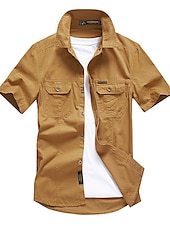 cheap Men&#039;s Work Shirts-Men&#039;s Shirt Workwear Shirts Work Shirt Button Up Shirt Cargo Shirt Black Yellow Army Green Blue Khaki Short Sleeve Plain Solid Colored Collar Turndown Casual Daily Button-Down Clothing Apparel 100