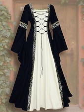  Retro Antiguo Medieval Renacimiento Hasta el Tobillo Vestidos irlandesa Vikingo forastero Tallas Grandes élfico Disfraz Mujer Disfraz de carnaval Celta Víspera de Todos los Santos Carnaval LARP Feria