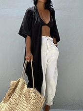 cheap Casual Jackets-Women&#039;s Normal Swimwear Cover Up Beach Top Swimsuit Lace up Pleated UV Protection Vacation Holiday Pure Color V Wire Bathing Suits