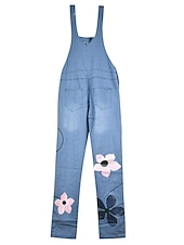 baratos macacão-Mulheres No geral Bolsos Imprimir Floral Casual Diário Para Noite Normal Sem Manga Azul Cinzento Azul Claro S M L
