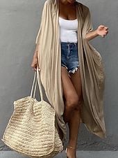 cheap Casual Jackets-Women&#039;s Normal Swimwear Cover Up Beach Top Swimsuit Lace up Pleated UV Protection Vacation Holiday Pure Color V Wire Bathing Suits