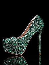 preiswerte Braut-Damen Pumps mit silbernem Strassbesatz und hohem Absatz – glamouröse Braut- oder Abendschuhe für Hochzeiten und besondere Anlässe