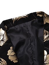 billiga Herrars klassiska kavajer-Herr Jacka Kavaj Fest Gata Håller värmen Andningsfunktion Ficka Höst Vinter Blommig Streetwear Elegant Spetsslag Normal Normal Svart Jacka