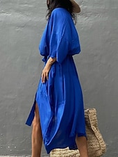 cheap Casual Jackets-Women&#039;s Normal Swimwear Cover Up Beach Top Swimsuit Lace up Pleated UV Protection Vacation Holiday Pure Color V Wire Bathing Suits