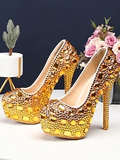 preiswerte Braut-Damen Pumps mit silbernem Strassbesatz und hohem Absatz – glamouröse Braut- oder Abendschuhe für Hochzeiten und besondere Anlässe