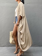 cheap Casual Jackets-Women&#039;s Normal Swimwear Cover Up Beach Top Swimsuit Lace up Pleated UV Protection Vacation Holiday Pure Color V Wire Bathing Suits