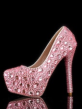 preiswerte Braut-Damen Pumps mit silbernem Strassbesatz und hohem Absatz – glamouröse Braut- oder Abendschuhe für Hochzeiten und besondere Anlässe