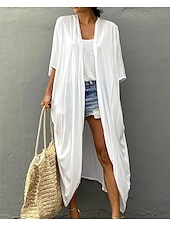cheap Casual Jackets-Women&#039;s Normal Swimwear Cover Up Beach Top Swimsuit Lace up Pleated UV Protection Vacation Holiday Pure Color V Wire Bathing Suits